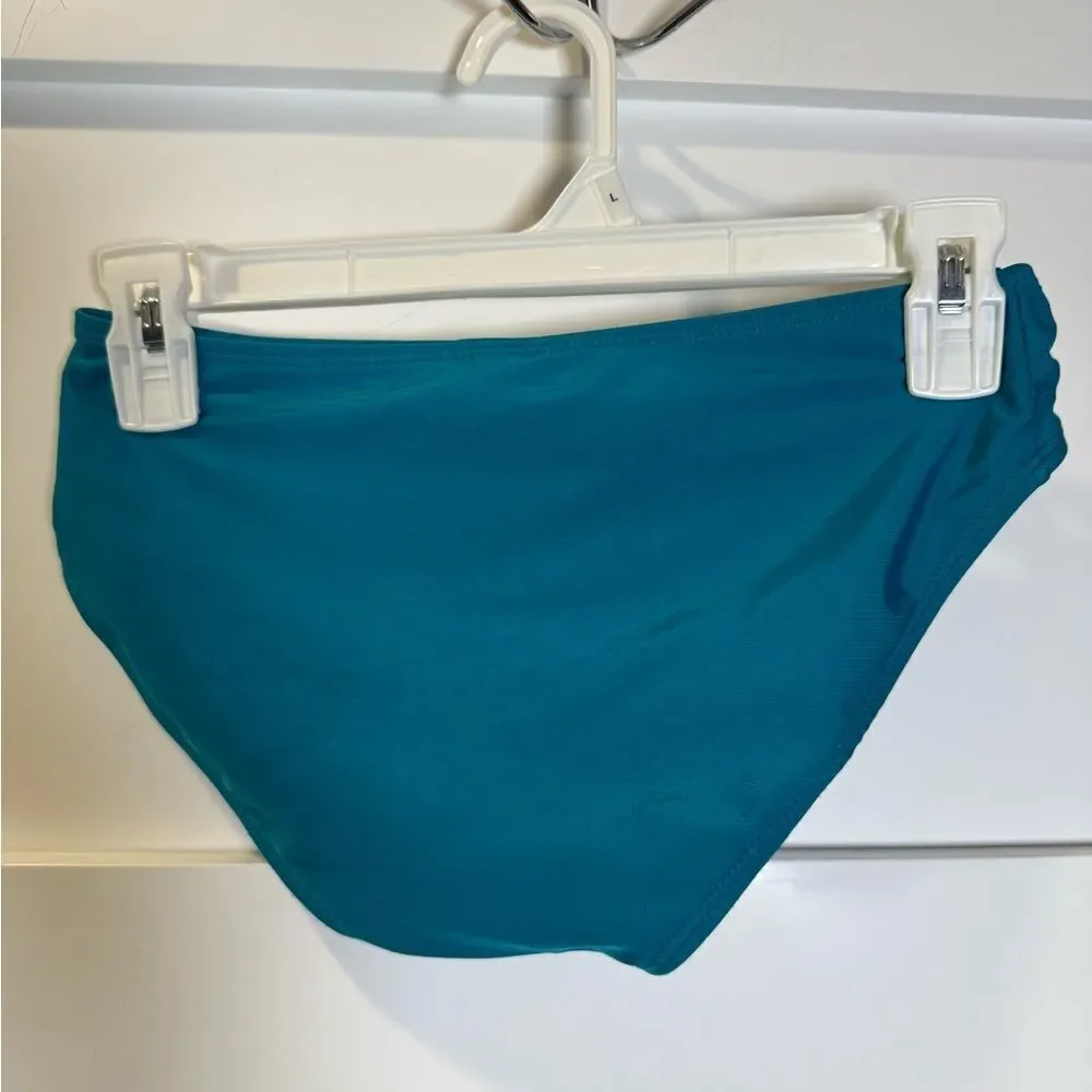 Girls Justice 3 piece set swim suit teal and floral and shorts size Large